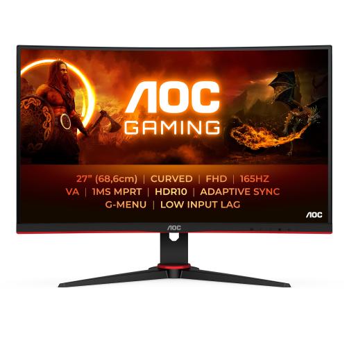 AOC C27G2E/BK 27" LED FULL HD MONITOR GAMING CURVO 165Hz 350 CD/MQ 3000:1 1 ms 2 x HDMI 1 x VGA 1 x DISPLAYPORT NERO/ROSSO