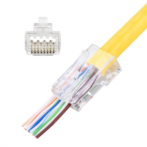 Confezione 100 Plug modulari RJ45 Passanti Cat6 UTP