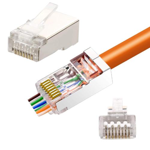 Confezione 100 Plug modulari RJ45 Passanti Cat6 STP