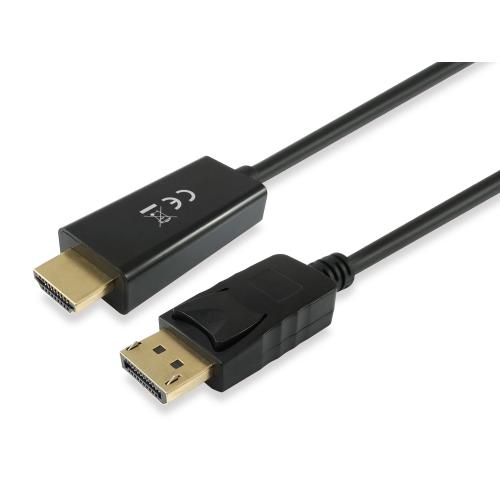 EQUIP CAVO ADATTATORE DA DISPLAYPORT AD HDMI 4K 30Hz 10,2 Gbps CONNETTORI PLACCATI IN ORO MASCHIO/MASCHIO 3 MT NERO