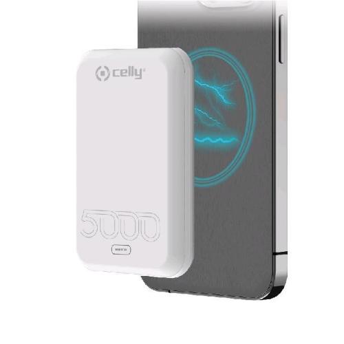 CELLY MAGSAFE POWERBANK 5.000MAH WIRELESS CON ALLINEAMENTO MAGNETICO COMPATIBILE CON LA NUOVA TECNOLOGIA DI RICARICA WIRELESS DI iPHONE