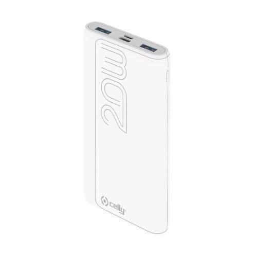 CELLY POWER BANK PD20W 10.000 MAH PRO POWER 2xUSB-A 1xUSB-C 1xMICROUSB WHITE