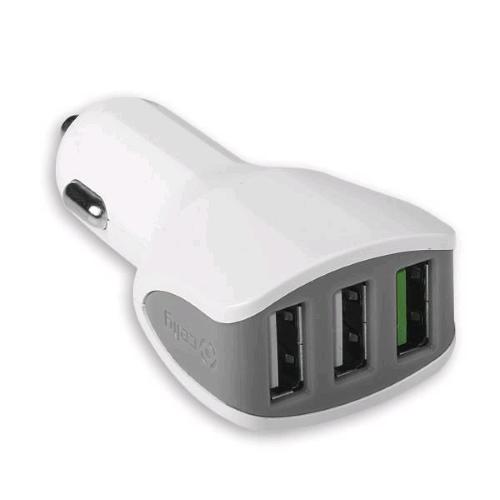 CELLY TURBO CAR CHARGHER TRIAL CARICABATTERIE DA AUTO 3 PORTE USB 4.4 A COLORE BIANCO
