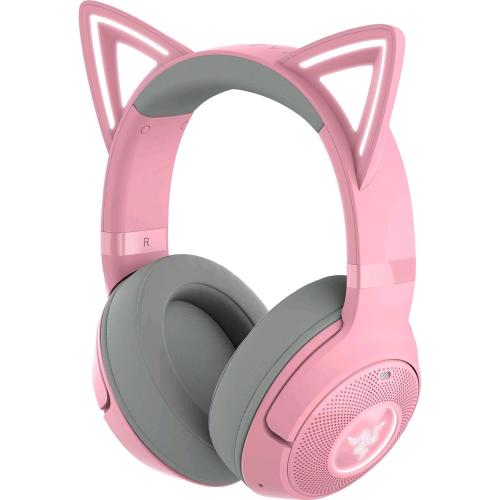 RAZER KRAKEN KITTY V2 CUFFIE RGB WIRELESS BLUETOOTH 5.2 CON ORECCHIE DA GATTO DRIVER 40mm ROSA