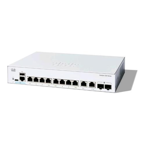 CISCO CATALYST 1200-8T-E-2G SWTICH GESTITO L3 - 8 x 10/100/1000 + 2 x combo Gigabit SFP/RJ-45 DESKTOP MONTABILE SU RACK BIANCO