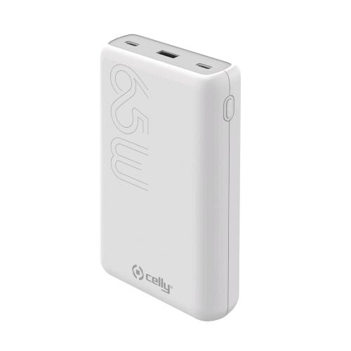 CELLY PRO POWER POWER BANK 20.000mAh PD 65W USB-A + USB-C WHITE