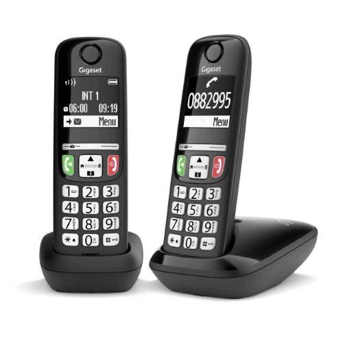 GIGASET E270 DUO CORDLESS DECT TASTI GRANDI VIVAVOCE + AGGIUNTIVO BLACK
