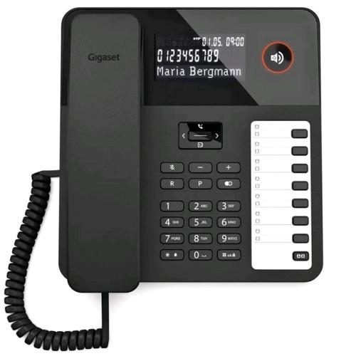 GIGASET DESK 600 TELEFONO CORDED DA TAVOLO AMPIO DISPLAY VIVAVOCE 8 TASTI SELEZIONE RAPIDA COMPATIBILE CENTRALINI TELEFONICI E APPARECCHI ACUSTICI NERO