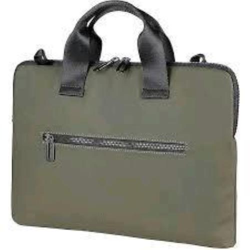 TUCANO GOMMO BORSA SUPERSLIM PER NOTEBOOK DA 14" E MACBOOK AIR 15" IN MATERIALE GOMMATO IMPERMEABILE TASCA ESTERNA CON TRACOLLA VERDE MILITARE
