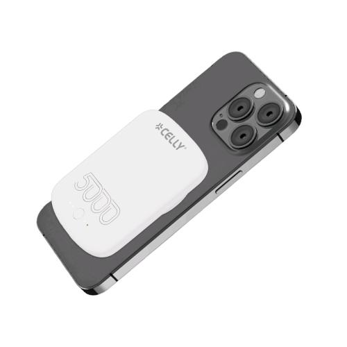 CELLY POWERBANK 5.000mAh MagSafe 10 W LED ALLINEAMENTO MAGNETICO PER GLI ULTIMI MODELLI DI iPHONE BIANCO