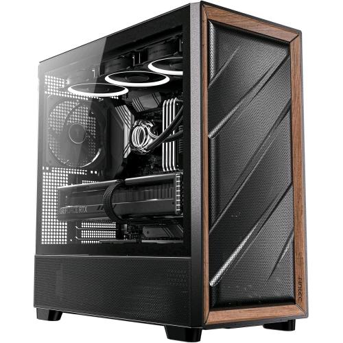 ANTEC FLUX WOOD MID TOWER FRONTALE ALTO FLUSSO RIFINITURE IN LEGNO DI NOCE 5 VENTOLE PWM INCLUSE RADIATORE 420mm FINESTRA LATERALE NERO