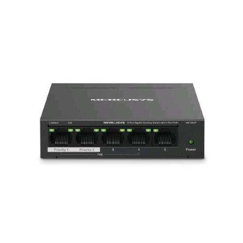 MERCUSYS SWITCH DESKTOP MS105GP UNMANGED POE 5P GIGABIT 4 POE+ FINO 65W