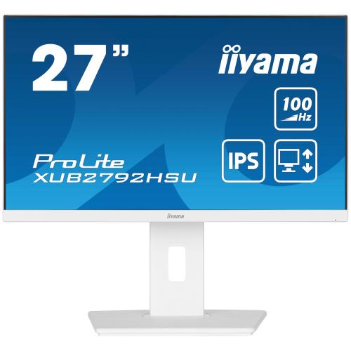 IIYAMA PROLITE XUB2792HSU-W6 27" LED FULL HD IPS 250 CD/mq CONTRASTO 1300:1 - 100Hz 0.4ms ALTOPARLANTI REGOLABILE IN ALTEZZA HDMI DISPLAYPORT BIANCO