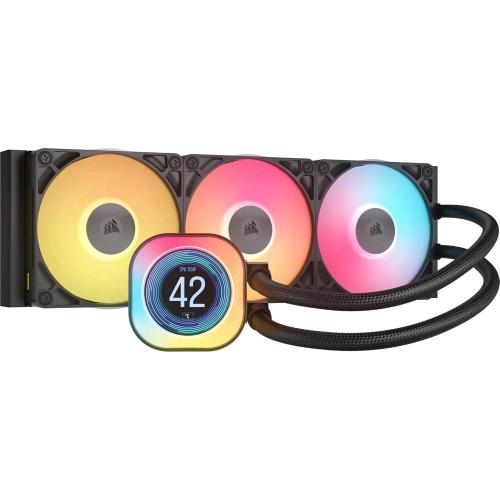 CORSAIR iCUE LINK TITAN 360 RX RGB LCD CPU LIQUID COOLER SISTEMA DI RAFFREDDAMENTO A LIQUIDO 3 VENTOLE RX120 RGB SYSTEM HUB INCLUSO INTEL 1851/1700 AMD AM5/AM4 NERO