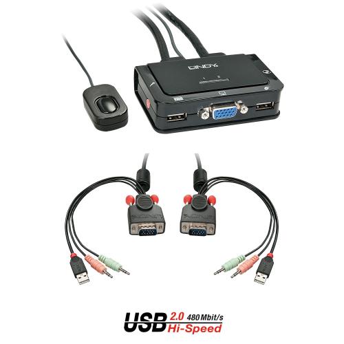 COMPACT SWITCH KVM VGA 2 PORTE USB 2.0 AUDIO
