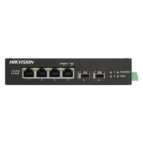 HIKVISION DS-3T0506HP-E/HS SWITCH NON GESTITO 4 PORTE GIGABIT ETHERNET PoE + 2 PORTE GIGABIT UPLINK IN METALLO DESKTOP