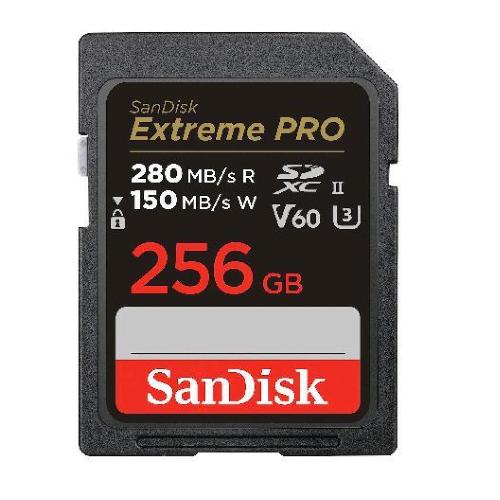 SANDISK EXTREME PRO MEMORY CARD SDXC 256 GB VELOCITA' DI SCRITTURA FINO A 280 MB/S UHS-II C10 U3 V60