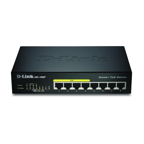 D-Link DGS-1008P/E switch di rete L2 Supporto Power over Ethernet (PoE) Nero