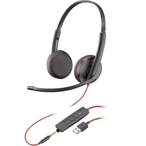 POLY Blackwire 3225 Stereo USB-A Headset Auricolare Cablato A Padiglione Ufficio USB tipo A Nero