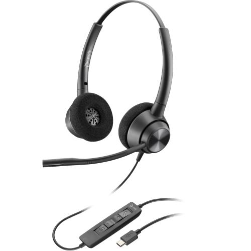 POLY EncorePro 320 Stereo USB-C Headset TAA Auricolare Cablato A Padiglione Musica e Chiamate USB tipo-C Nero