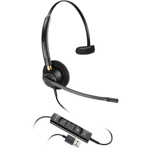 POLY EncorePro 515 Microsoft Teams Certified Monoaural with USB-A Headset Auricolare Cablato A Padiglione Musica e Chiamate Nero