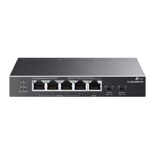 TP-LINK TL-SG1005P-PD SWITCH 5 PORTE GIGABIT 4 x 10/100/1000 (PoE+) + 1 x 10/100/1000 (PoE++) PoE++ (66 W)