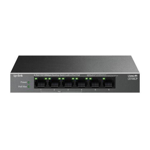 TP-Link LiteWave LS106LP switch di rete Non gestito Fast Ethernet (10/100) Supporto Power over Ethernet (PoE) Nero