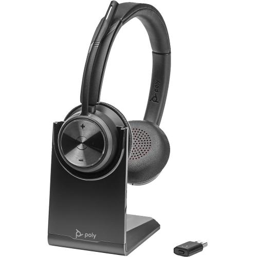 POLY Savi 7320 UC Stereo DECT 1880-1900 MHz Headset Auricolare Wireless A Padiglione Ufficio USB tipo-C Base di ricarica Nero