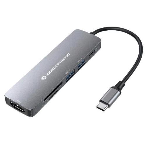 CONCEPTRONIC DOCKING STATION 6-IN-1 USB 3.2 GEN 1-HDTV, 100W USB PD, USB 3.0, USB 2.0, SD, TF/MicroSD