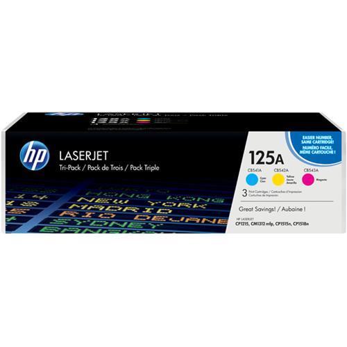 HP 125A LASERJET TONER CARTRIDGE CYAN+YELLOW+MAGENTA TRI-PACK