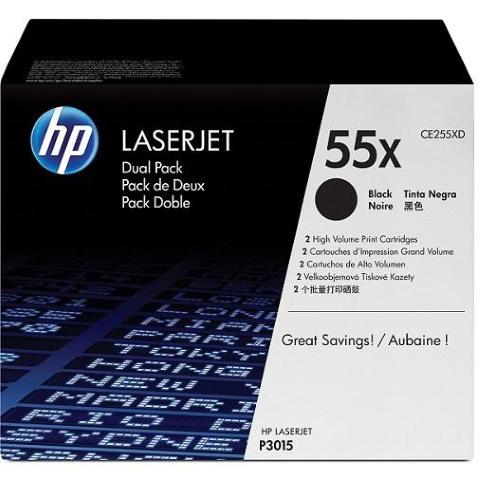 HP 55XD CONFEZIONE 2 TONER NERO PER LASERJET P3015D-PRO M521DN-PRO M521DW-M525DN MFP-M525F MFP-M525C GARANZIA ITALIA (CE255XD)
