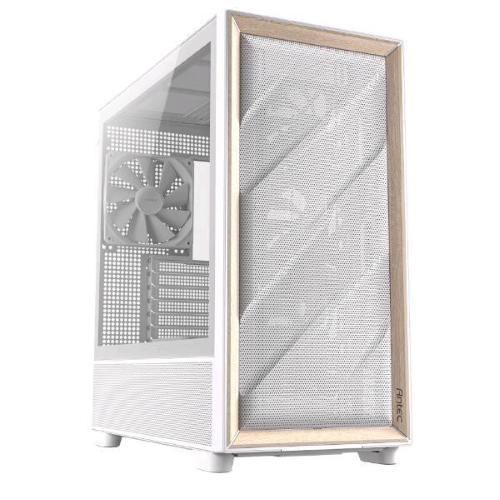 ANTEC FLUX WOOD MID TOWER FRONTALE ALTO FLUSSO RIFINITURE IN LEGNO DI BETULLA 5 VENTOLE PWM INCLUSE RADIATORE 420mm FINESTRA LATERALE BIANCO