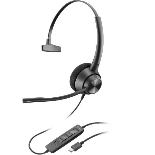 POLY EncorePro 310 USB-C Monoaural Headset TAA Auricolare Cablato A Padiglione Musica e Chiamate USB tipo-C Nero