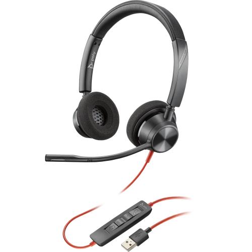 POLY Blackwire 3320 USB-A Headset Auricolare Cablato A Padiglione Ufficio USB tipo A Nero