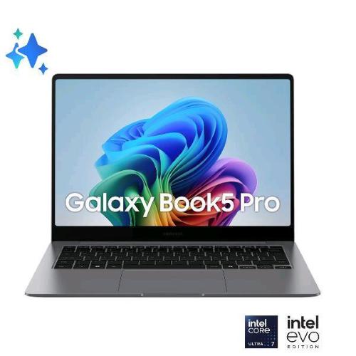 SAMSUNG GALAXY BOOK5 PRO NP944XHA-KG3IT 14" TOUCH SCREEN WQXGA+ AMOLED 2880 x 1800 INTEL CORE ULTRA 7 256V RAM 16GB-SSD 512GB NVMe-INTEL ARC GRAPHICS 8GB-WI-FI 7-WIN 11 PROF GRIGIO