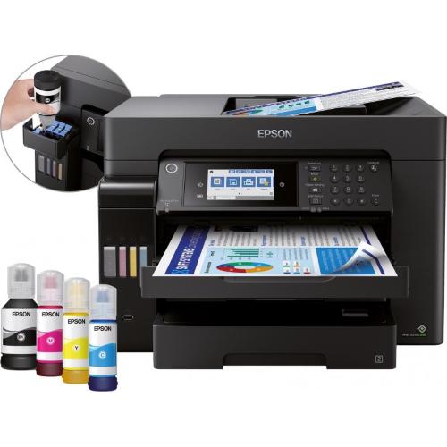 EPSON ECOTANK ET-16655 STAMPANTE MULTIFUNZIONE INK JET A COLORI A3 WI-FI SCANNER PIANO E ADF FAX A COLORI 33,6 Kbit/s 550 FOGLI LAN USB 25ppm NERO