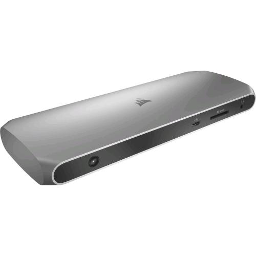 CORSAIR TBT100 DOCKING STATION THUNDERBOLT 3 2 Porte USB-C 3.1, 2 Porte USB-A 3.1, 2 Porte HDMI, Jack Audio In/Out da 3.5 mm, Porta Gigabit Ethernet, Lettore di Schede SD