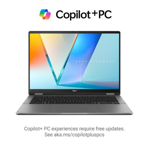 ASUS VIVOBOOK 14 FLIP TP3407SA-QL011W COPILOT+ 14" OLED WUXGA TOUCH SCREEN INTEL CORE ULTRA 5 226V RAM 16GB-SSD 512GB NVMe-INTEL ARC GRAPHICS-WI-FI 7-WIN 11 GRIGIO (90NB14Y1-M002X0)