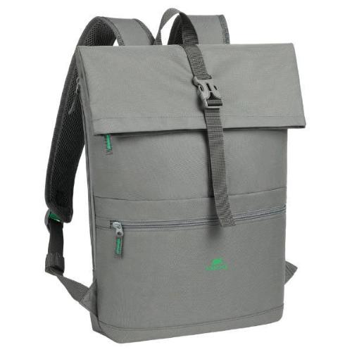 RIVACASE GREMIO ROLLTOP ECO ZAINO PER NOTEBOOK DA 15.6" IN POLIESTERE RICICLATO 5 SCOMPARTI TASCHA ANTERIORE GRIGIO