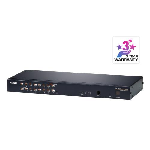Switch KVM over IP Multi-Interface Cat 5 a 16 porte per 1 accesso condiviso locale/remoto - 1920 x 1200 Pixel - Collegamento ethernet LAN - WUXGA - 8,9 W - Nero