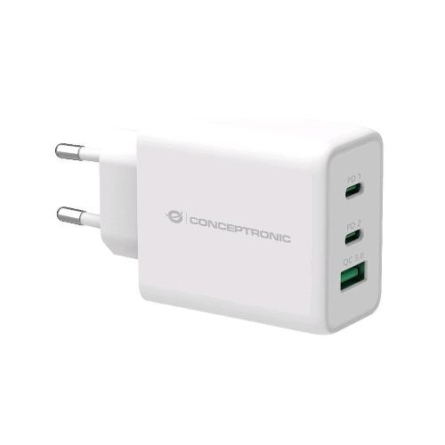 CONCEPTRONIC ALTHEA12W CARICABATTERIE GaN 2xUSB-C PD 65W 1xUSB-A QC 3.0 BIANCO