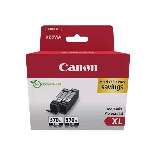 CANON PGI-570XL BK TWIN PACK CONFEZIONE DA 2 CARTUCCE INK NERO XL 22 ML PER PIXMA TS5051, TS5053, TS5055, TS6050, TS6051, TS6052, TS8051, TS8052, TS9050, TS9055