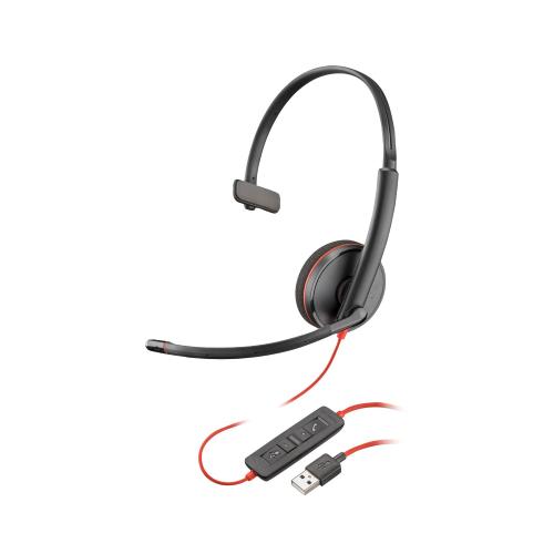 POLY Blackwire 3210 Monaural USB-A Headset Auricolare Cablato A Padiglione Ufficio USB tipo A Nero