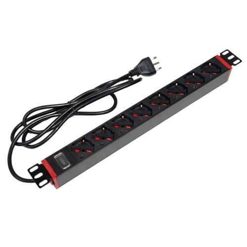 Multipresa 8 Posti da Rack 19'' con Staffe Ruotabili a 360&deg; Spina Italiana