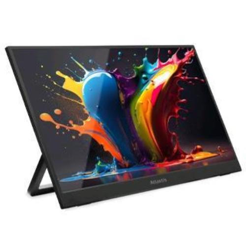 ATLANTIS A05-P156WP 15.6" IPS MONITOR POTATILE MULTIMEDIALE ULTRASLIM 1920 x 1080 25 ms 600:11 x MINI HDMI 2 x USB-C CON CUSTODIA E BASE APPOGGIO PIEGHEVOLE NERO