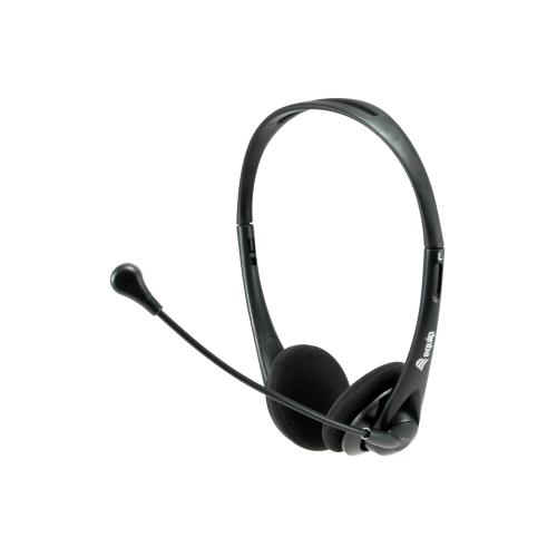 EQUIP CUFFIA STEREO CON MICROFONO USB-A PULSANTE VOLUME E DISATTIVAZIONE AUDIO SUL CAVO 1.8 MT NERO
