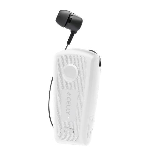 CELLY AURICOLARI MONO CON MICROFONO WIRELESS CAVO RETATTILE CONTROLLO CHIAMATE E VOLUME/MUSICA NOISE CANCELING AVVISO DI NOTIFICA CHIAMATE USB-C CAVO DI RICARICA INCLUSO BIANCO-NERO
