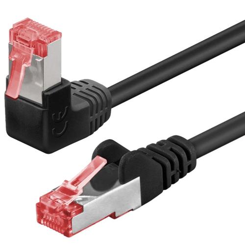 Cavo di rete Patch Connettore Angolato 90&deg; Rame Cat.6 S/FTP 2m Nero