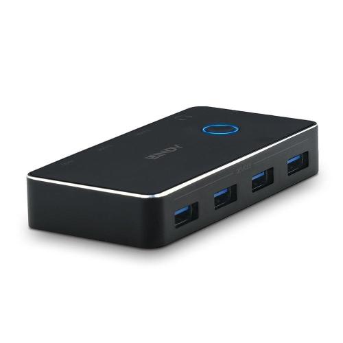 LINDY HUB USB 3.0 SHARING SWITCH IN USB-C OUT 6 x USB-A 3.2 Gen 1 (3.1 Gen 1) NERO