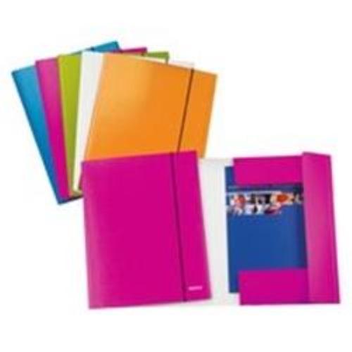 LEITZ WOW CARTELLA 3 LEMBI C/ELASTICO IN CARTONCINO 310X240MM A4 COL. FUCSIA CONF 5 Pz.